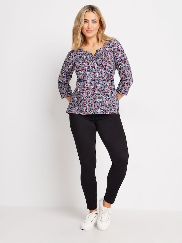 M&Co Pink 3/4 Sleeve 100% Cotton Henley Top - Image 2 of 5