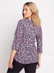 M&Co Pink 3/4 Sleeve 100% Cotton Henley Top - Image 3 of 5