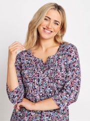 M&Co Pink 3/4 Sleeve 100% Cotton Henley Top - Image 4 of 5