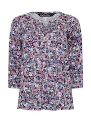 M&Co Pink 3/4 Sleeve 100% Cotton Henley Top - Image 5 of 5