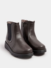 Marrón - Botas Chelsea de cuña de corte de ancho especial de Yours Curve - Imagen 4 de 6