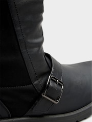 Yours Curve Black Wide Fit Extra-Wide Fit Faux Leather Wedge Buckle Boots - Image 5 of 5
