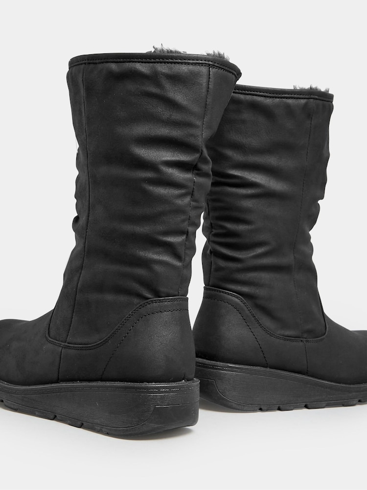Yours Curve Black Wide Fit Faux Fur Lined Dogwalker Boots - Image 5 of 5