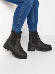 Yours Curve Black Extra Wide Fit Extra Wide Fit Sock Chelsea Boots - Image 1 of 4