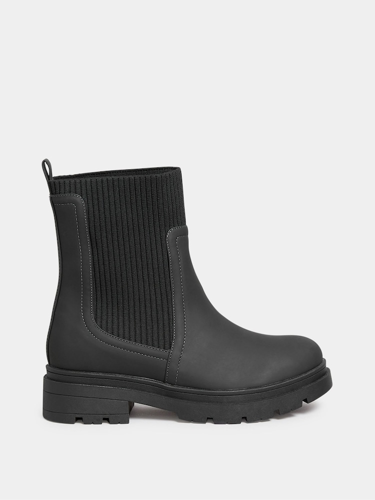 Yours Curve Black Extra Wide Fit Extra Wide Fit Sock Chelsea Boots - Image 2 of 4