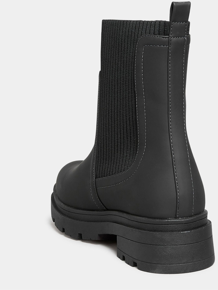 Yours Curve Black Extra Wide Fit Extra Wide Fit Sock Chelsea Boots - Image 4 of 4