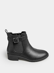 Yours Curve Black Extra Wide Fit Extra-Wide Fit Buckle Faux Leather Ankle Boots - Image 1 of 4