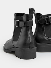Yours Curve Black Extra Wide Fit Extra-Wide Fit Buckle Faux Leather Ankle Boots - Image 3 of 4