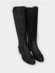 Yours Curve Black Wide Fit Extra Wide Fit Stretch Knee High Boots - Image 1 of 4