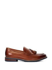 Dune London Brown Chrome Simley Contrast Sole Tassle Loafers - Image 2 of 6