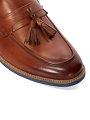 Dune London Brown Chrome Simley Contrast Sole Tassle Loafers - Image 6 of 6