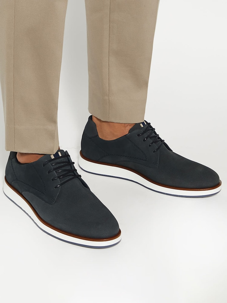 Dune London Blue Wide Fit Beko Wedge Gibson Shoes - Image 1 of 6