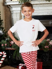 Boys Personalised Christmas Candy Cane Pyjamas by Stitch Style - Image 1 of 5