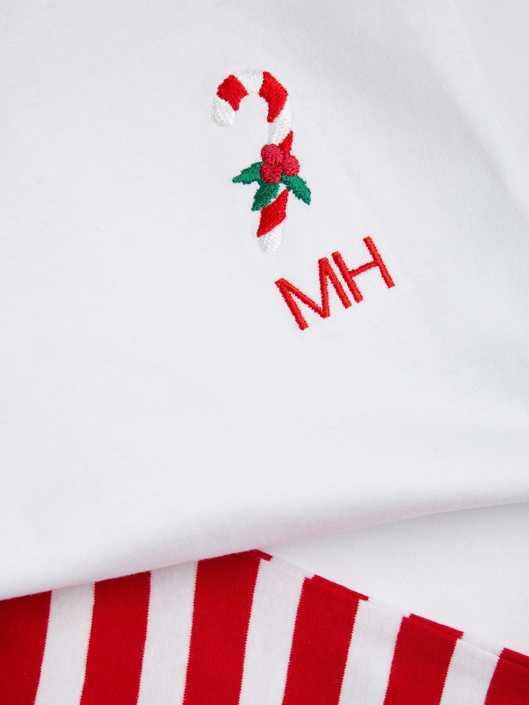 Boys Personalised Christmas Candy Cane Pyjamas by Stitch Style - Image 5 of 5