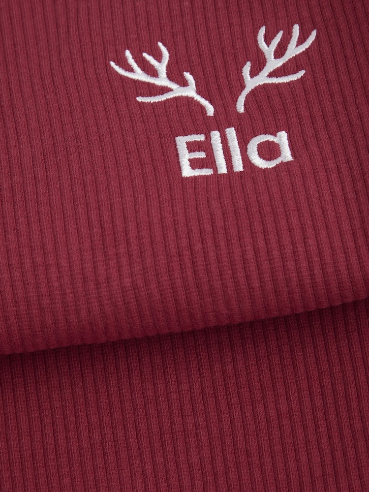 Personalised Christmas Girls Antler Pyjamas by Stitch Style - Image 2 of 6