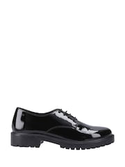 Hush Puppies Black Aubrey Lace Up Patent Senior School Shoes - Image 1 of 4