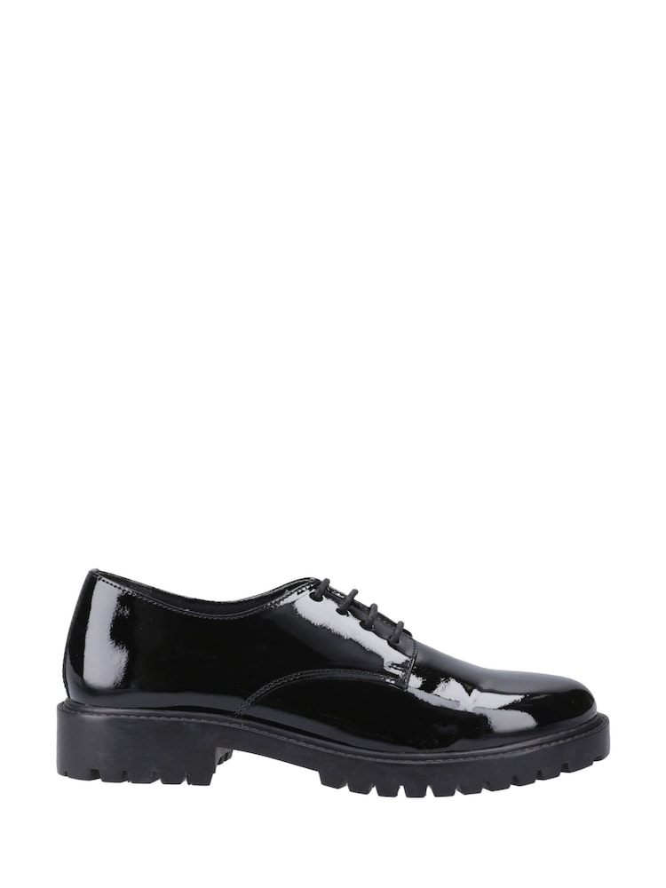 Hush Puppies Black Aubrey Lace Up Patent Senior School Shoes - Image 1 of 4 Hush Puppies Black Aubrey Lace Up Patent Senior School Shoes - Image 1 of 4
