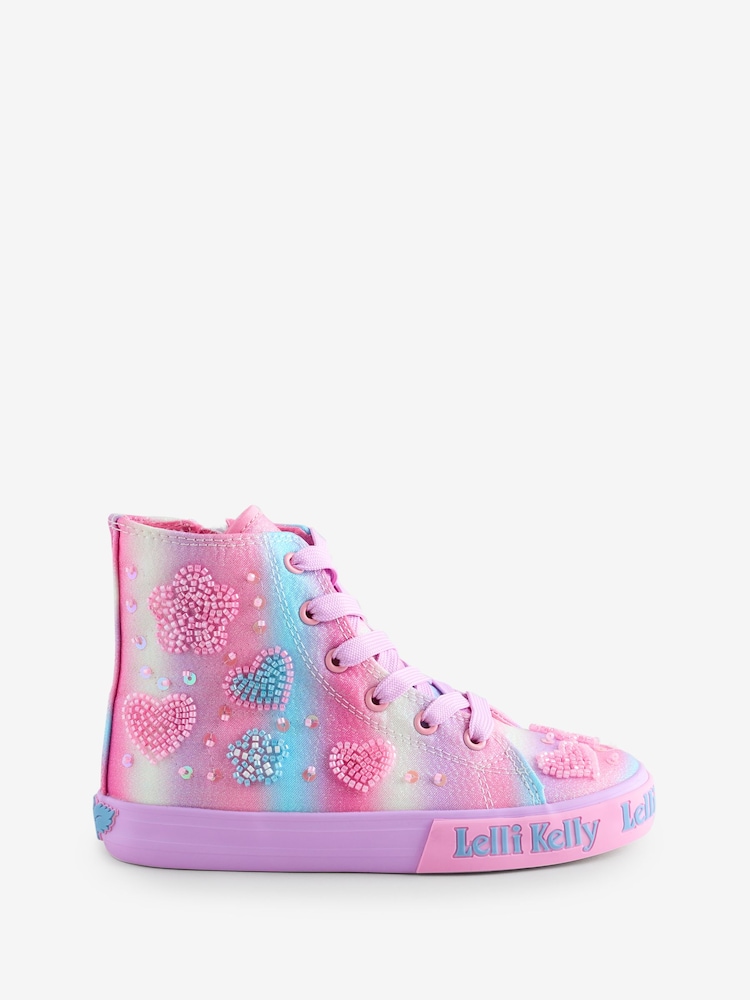 Lelli Kelly Pink Penelope Hearts Hi Top Trainers - Image 1 of 1