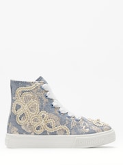 Lelli Kelly Blue Zoe Flowers Hi Top Trainers - Image 1 of 4