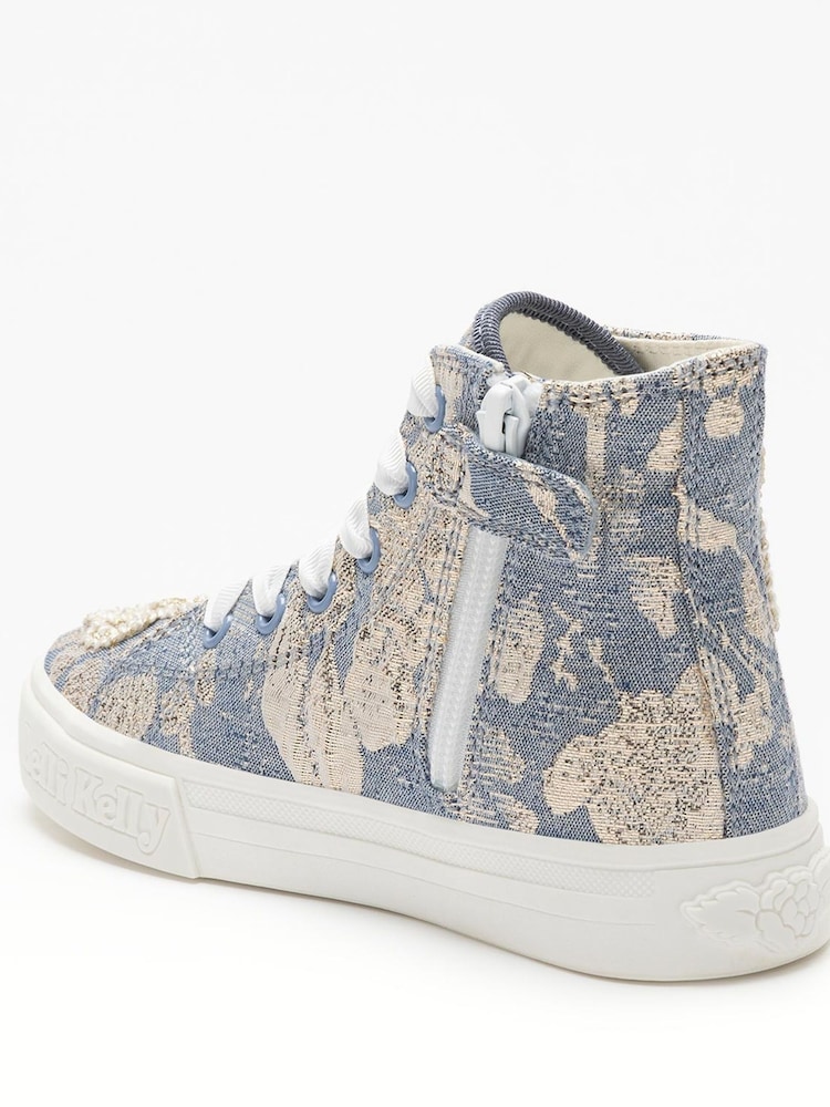Lelli Kelly Blue Zoe Flowers Hi Top Trainers - Image 4 of 4