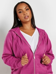 Yours Curve Pink Raglan Zip Through Jacket - Image 4 of 4