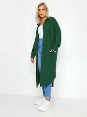 Yours Curve Green Button Through Hooded Jacket - Image 2 of 5