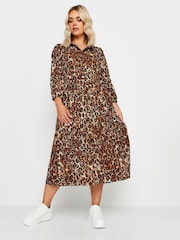 Yours Curve Animal 3/4 Sleeve Shirt Dress - Image 3 of 5