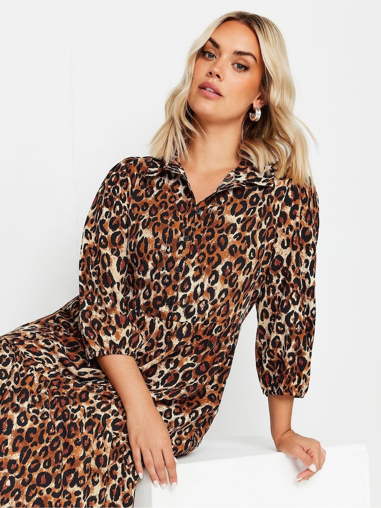 Yours Curve Animal 3/4 Sleeve Shirt Dress - Image 5 of 5
