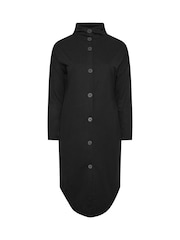 Yours Curve Black Button Through Hooded Jacket - Image 5 of 5