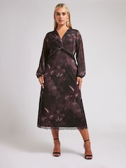 Yours Curve Purple London Twist Front Mesh Maxi Dress - Image 3 of 5