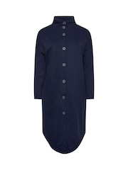 Yours Curve Blue Button Through Hooded Jacket - Image 5 of 5