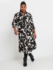 Yours Curve Black 3/4 Sleeve Shirt Dress - Image 2 of 6