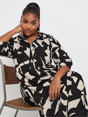 Yours Curve Black 3/4 Sleeve Shirt Dress - Image 4 of 6