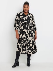 Yours Curve Black 3/4 Sleeve Shirt Dress - Image 5 of 6