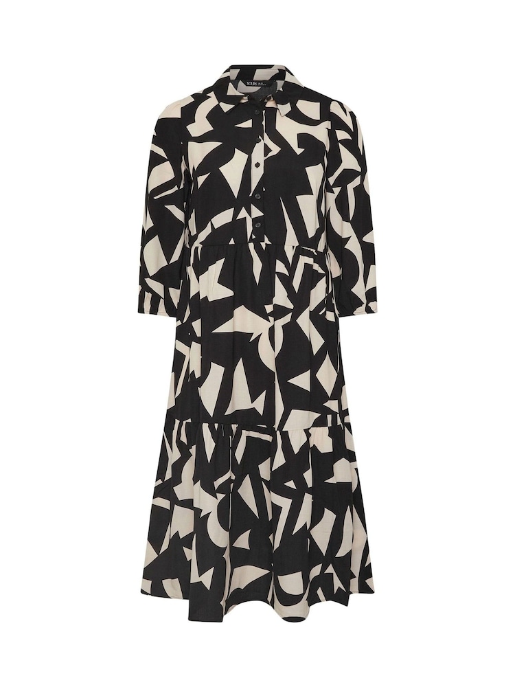 Yours Curve Black 3/4 Sleeve Shirt Dress - Image 6 of 6