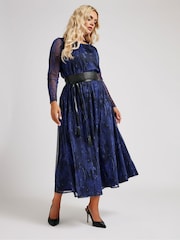 Yours Curve London Longsleeve Mesh Dress With PU Belt - Bild 3 von 5