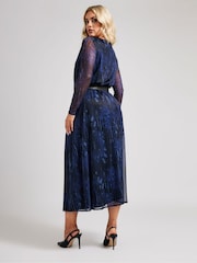 Yours Curve London Longsleeve Mesh Dress With PU Belt - Bild 4 von 5