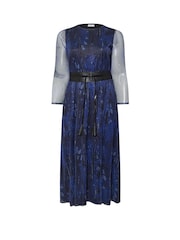 Yours Curve London Longsleeve Mesh Dress With PU Belt - Bild 5 von 5