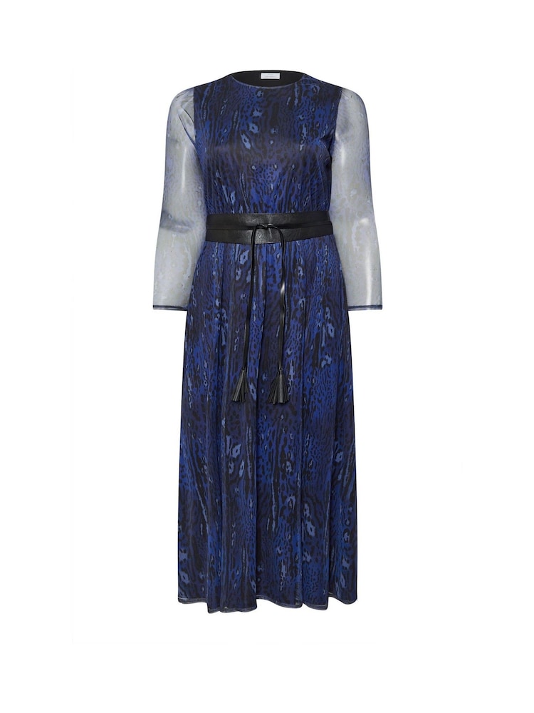 Yours Curve London Longsleeve Mesh Dress With PU Belt - Bild 5 von 5