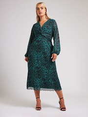 Yours Curve Green London Twist Front Mesh Maxi Dress - Image 1 of 5