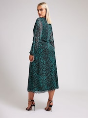 Yours Curve Green London Twist Front Mesh Maxi Dress - Image 3 of 5