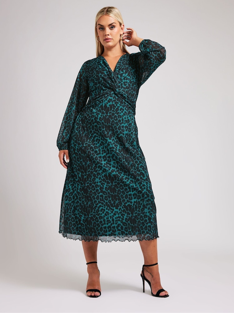 Verde - Yours Curve London Twist Front Mesh Rochie lungă - Image 4 of 5