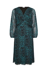 Yours Curve Green London Twist Front Mesh Maxi Dress - Image 5 of 5