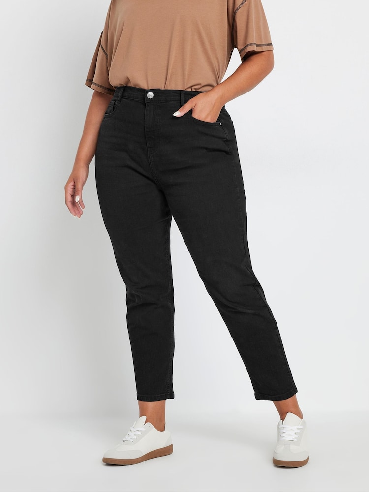 Yours Curve Black Mom Jeans - Image 1 of 5