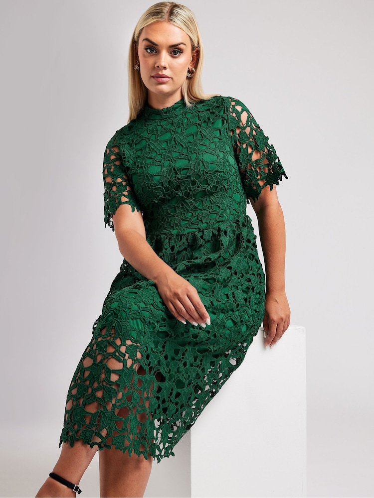 Verde - Yours Curve London Crochet Lace Midi Dress - Imagen 2 de 6 Verde - Yours Curve London Crochet Lace Midi Dress - Imagen 2 de 6