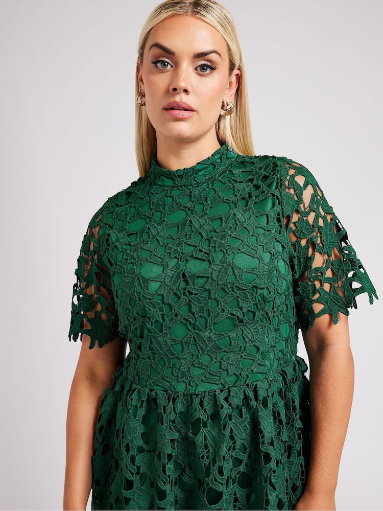 Buy Yours Curve Green London Crochet Lace Midi Dress from the Next UK online shop