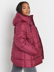 Yours Curve Red Boxy Short Coat - Image 3 of 5