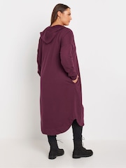 Yours Curve Burgundy Red Button Through Hooded Jacket - Image 3 of 5