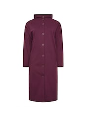 Yours Curve Burgundy Red Button Through Hooded Jacket - Image 5 of 5