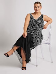 Yours Curve Black Luxe Abstract Embellished Maxi Dress - Image 1 of 5